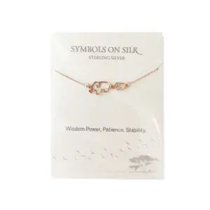 Rose Gold Necklace with Rose Gold Mom Baby Elephant Pendant