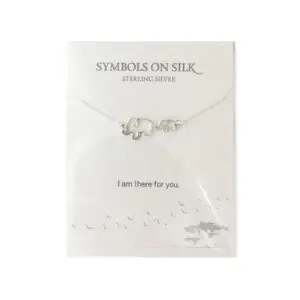 Silver Necklace with Silver Mom Baby Elephant Pendant