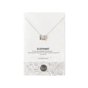 Silver Necklace with Silver Mom Rose Gold Baby Elephant Pendant