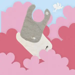 Baby Bib Elephant White/Grey